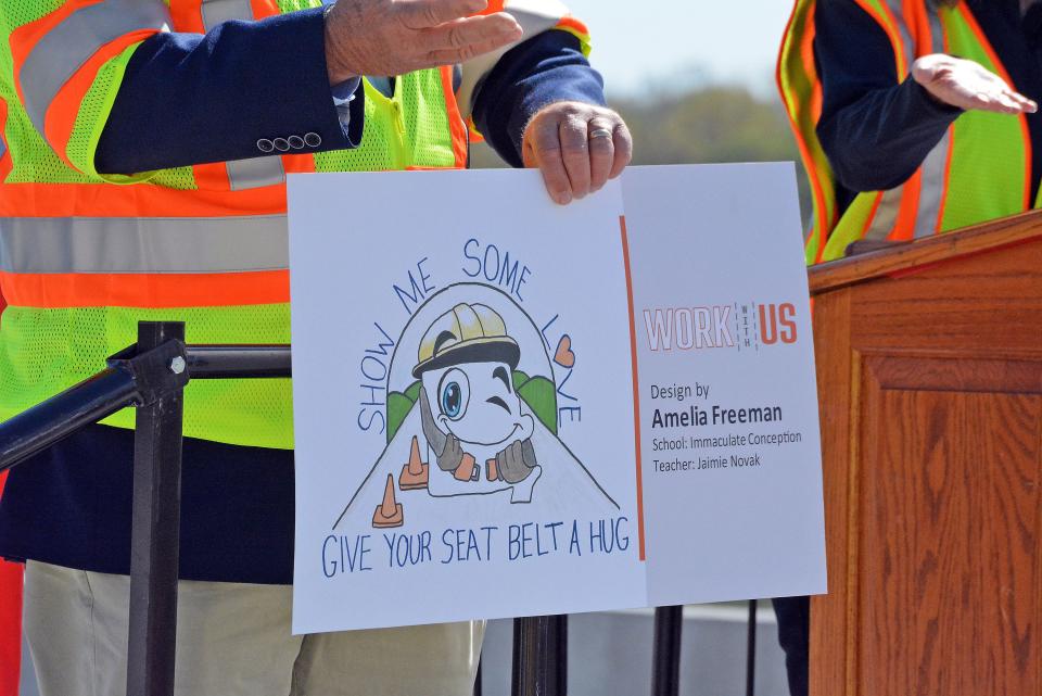 Fifth-grade student Amelia Freeman from Immaculate Conception Catholic School in Jefferson City used emoji as her inspiration when participating in a billboard design contest for roadway work zone safety from the Missouri Department of Transportation. Her winning design will be seen from highways around the state. 