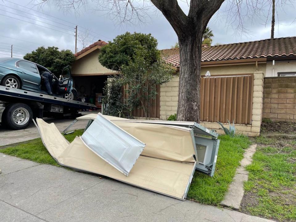 A driver drove through the garage and into the bedroom of a house near the intersection of Prescott Road and Sharon Way in Modesto on Saturday afternoon, Feb. 25, 2023.