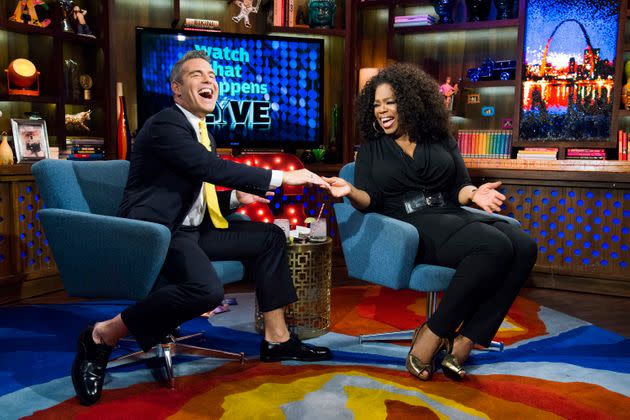 Andy Cohen (left) and Oprah Winfrey in 2013. (Photo: Bravo via Getty Images)
