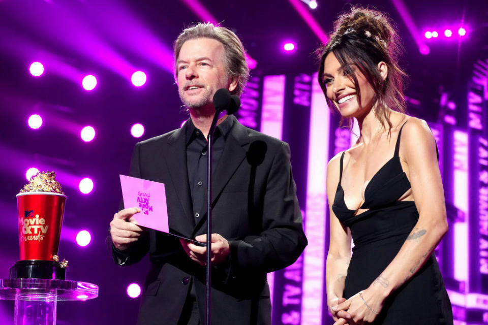 David and Sarah at the microphone