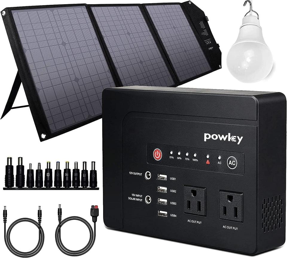 Powkey 42,000mAh Portable Power Bank with Solar Generator Kit