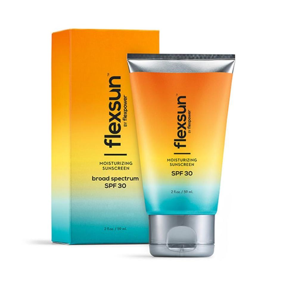 <p><a href="https://go.redirectingat.com?id=74968X1596630&url=https%3A%2F%2Fwww.flexpower.com%2Fshop%2Fflexsun-moisturizing-sunscreen-spf-30-2oz%2F&sref=https%3A%2F%2F" rel="nofollow noopener" target="_blank" data-ylk="slk:Shop Now;elm:context_link;itc:0;sec:content-canvas" class="link ">Shop Now</a></p><p>Moisturizing Sunscreen</p><p>flexpower.com</p><p>$38.00</p>