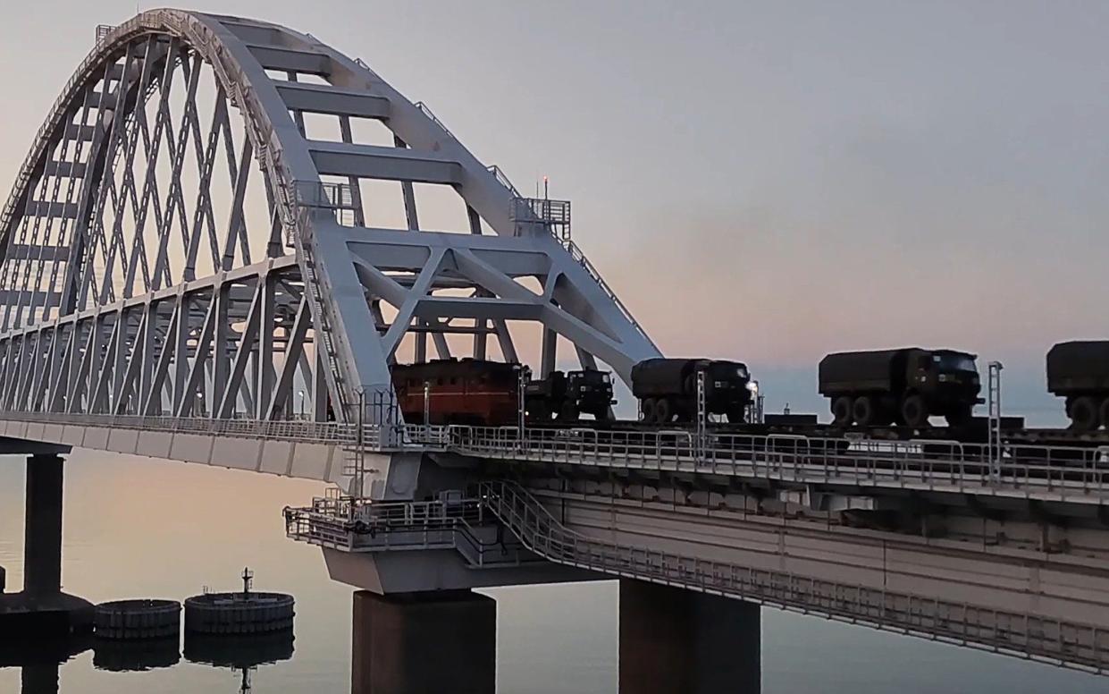 A troop train crosses the Crimean bridge - Russian Defence Ministry 