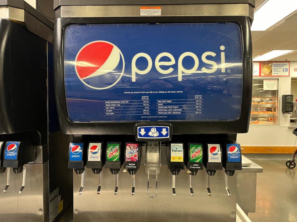 The soda fountain in the food court at Costco in New York City.