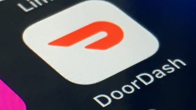 The DoorDash app is shown on a smartphone.