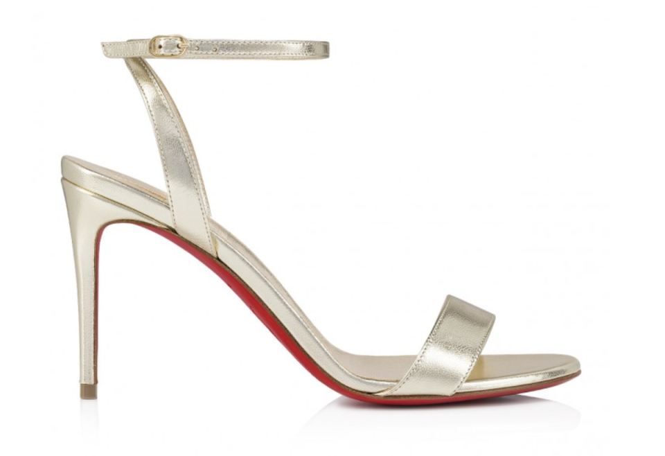 The Loubigirl shoe in metallic gold.