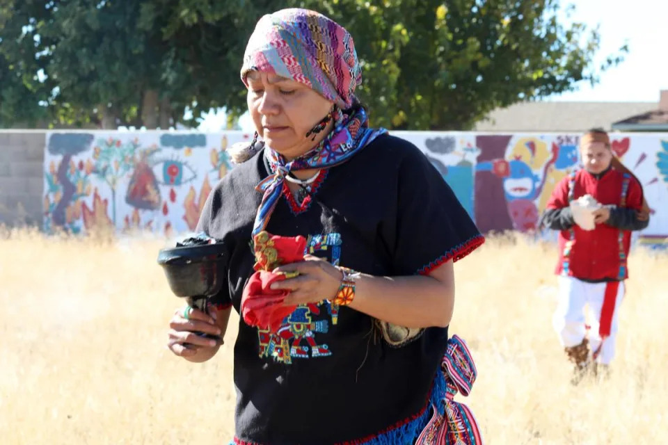 A housing land blessing ceremony lead by Grupo Tonalkalko from Fresno took place Thursday (Dec. 7) at Huron Park Estates to celebrate the collaboration and partnership between Latino Farmers & Ranchers International with Western Fiber company for the farmworker housing project.