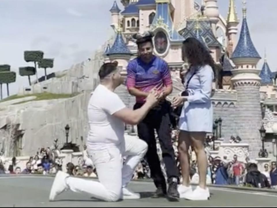 Disneyland Paris employee grabs ring just as man is about to propose. June 2022.