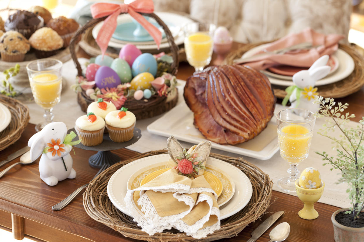 Easter Dining Table with Yellow Place Setting