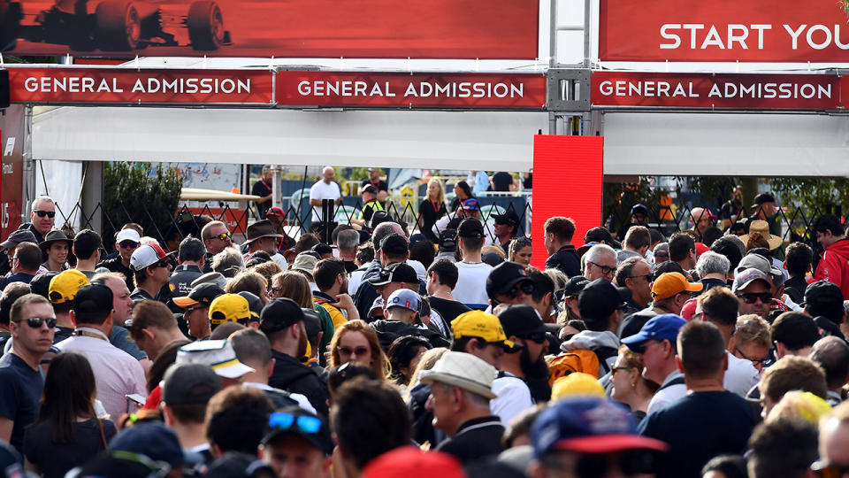 Formula One fans, pictured here queuing outside the gates at the Australian Grand Prix.