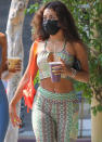 <p>Vanessa Hudgens cools off after her workout on Friday in L.A. and a yummy smoothie.</p>