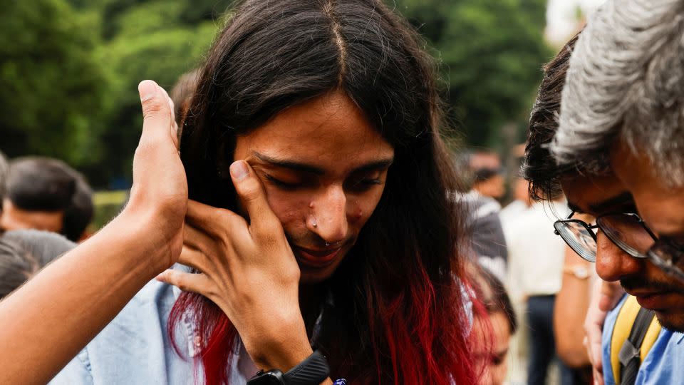 A member of LGBTQ community reacts on the day of the verdict on same-sex marriage by the Supreme Court in New Delhi, India, October 17, 2023.  - Anushree Fadnavis/Reuters