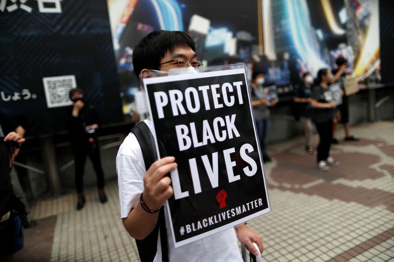 Protest march in Tokyo, Japan, following death of George Floyd who died in police custody in Minneapolis