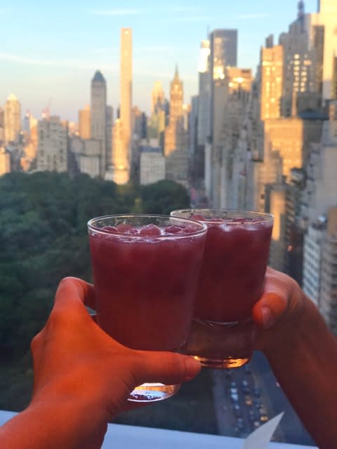 Even the locals rave about The Aviary NYC’s cocktail program. This is the Zombie Panda cocktail with raspberry ice, pisco and lychees. Photo: Yahoo Australia