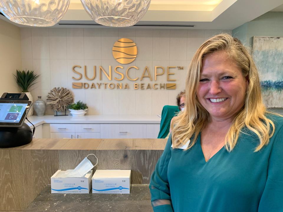 Kristin Kutac Ward, CEO of St. Petersburg-based Solvere Living, stands in the lobby of her company's newest assisted-living facility, the 85-unit Sunscape Daytona Beach, at 551 N. Williamson Blvd. in Daytona Beach, where a ribbon-cutting ceremony was held Thursday, March 17, 2022.