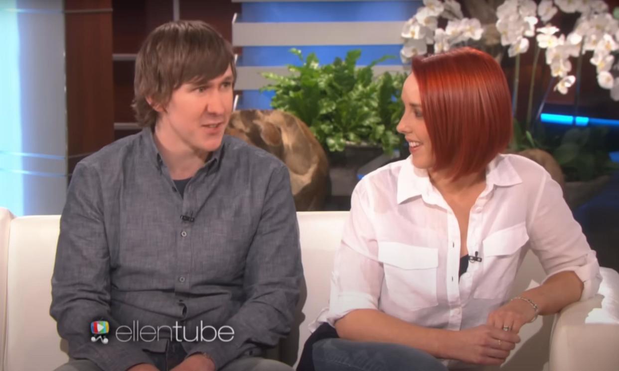 <span>Keir Johnston and his wife, Grace Johnston, appear on the Ellen DeGeneres talkshow in 2015.</span><span>Photograph: TheEllenShow/Youtube</span>