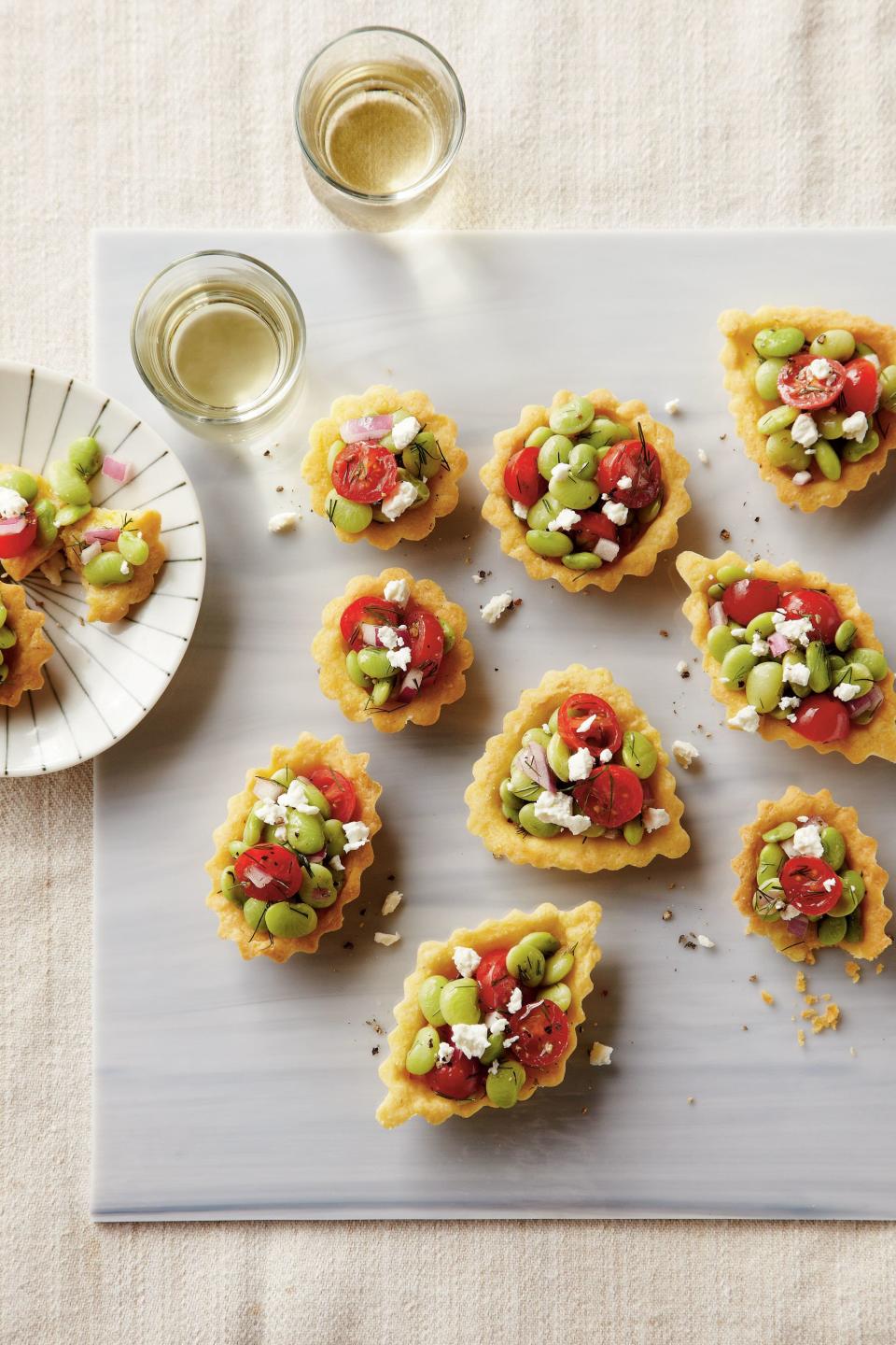 Cornbread Tartlets with Tomato-Lima Bean Relish