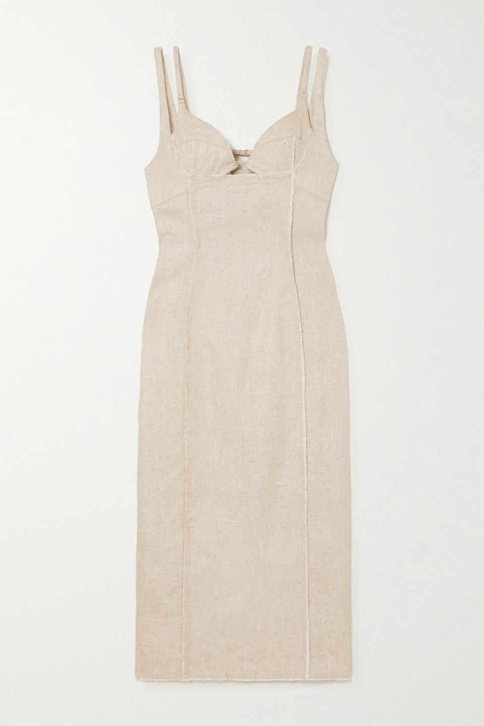 7) Valerie Cutout Canvas Midi Dress