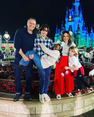 <p>Mariska Hargitay/instagram</p> Mariska Hargitay and Peter Hermann with their three children at Disney World in 2022
