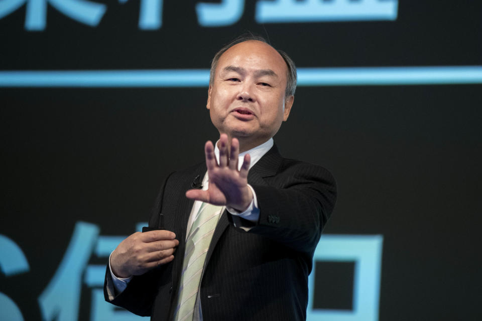 Masayoshi Son, chairman and chief executive officer of SoftBank Group Corp., speaks during a news conference in Tokyo, Japan, on Wednesday, Feb. 12, 2020. SoftBanklost money in its Vision Fund, the Japanese company posted a record. (Photo by Alessandro Di Ciommo/NurPhoto via Getty Images)