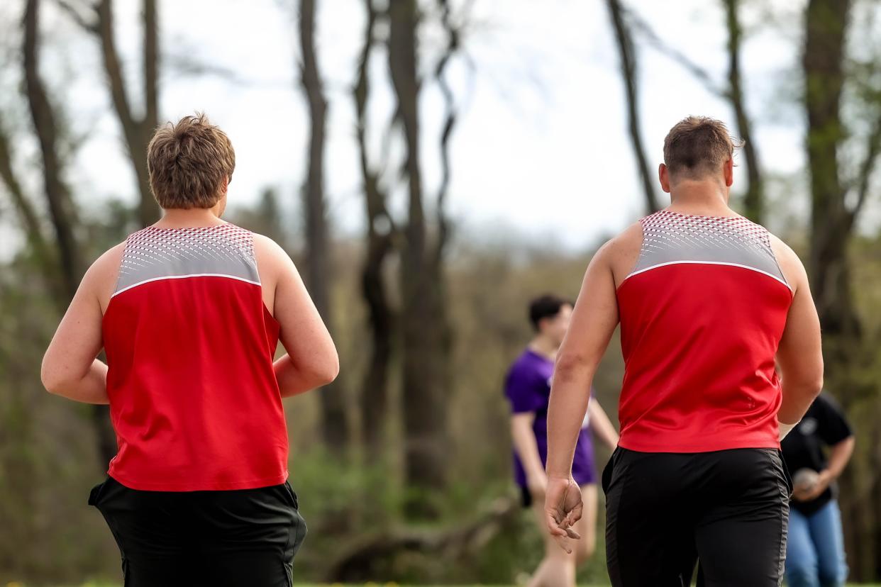 One thing is clear, the Morlock's have led the way for the area in the throwing events as Brandt Morlock (left) and Dillon Morlock (right) walk here off the shot put course.