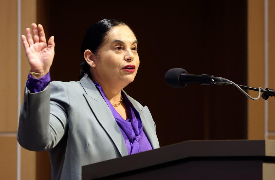 Loreno Riffo Jenson, Salt Lake City director of economic development, speaks at a naturalization ceremony at the Salt Lake City Public Library in Salt Lake City on Wednesday, Feb. 14, 2024. | Kristin Murphy, Deseret News