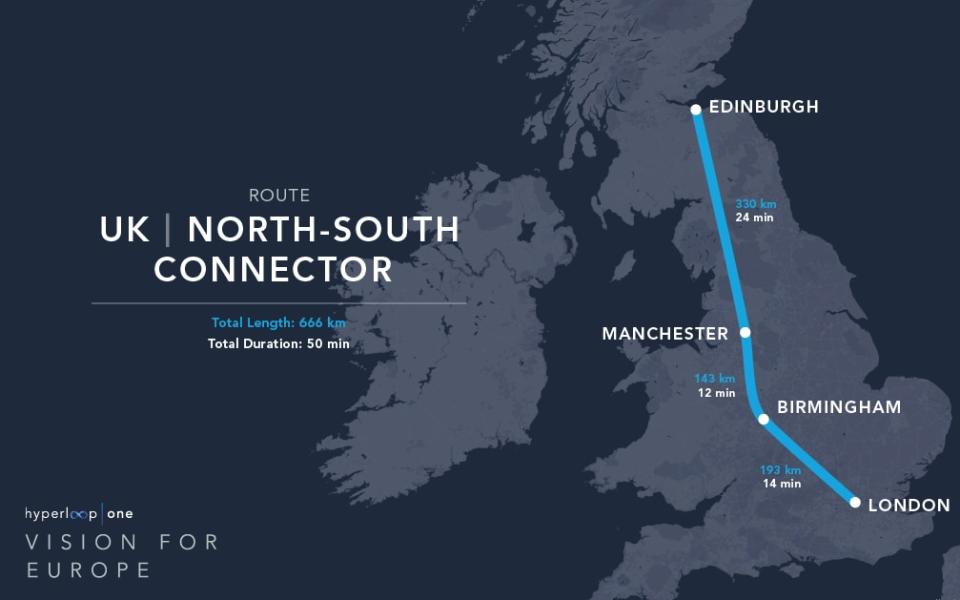 A proposed route for the Hyperloop  - Credit: Hyperloop One