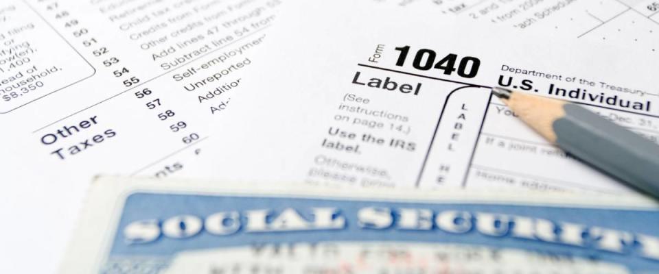 Social Security card on US 1040 tax forms