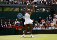 Britain Tennis - Wimbledon - All England Lawn Tennis & Croquet Club, Wimbledon, England - 28/6/16 USA's Serena Williams celebrates winning her match against Switzerland's Amra Sadikovic REUTERS/Stefan Wermuth