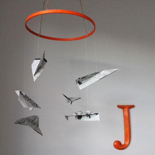 embroidery hoop paper airplane wall art, A paper airplane i…