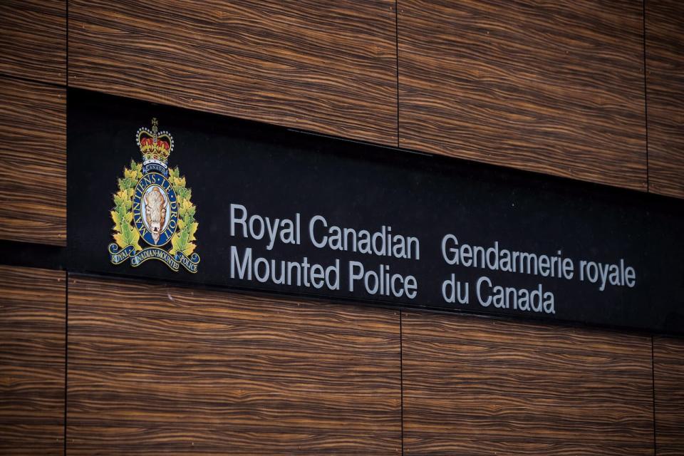 The RCMP logo is seen outside Royal Canadian Mounted Police "E" Division Headquarters, in Surrey, B.C., on Friday April 13, 2018. Mounties in the North Okanagan say they are investigating the death of a two-year-old child. 