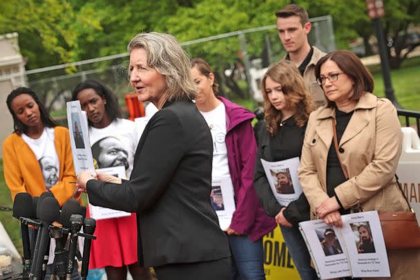 PHOTO: Elizabeth Whelan, sister of Paul Whelan, speaks during a press conference  in Lafayette Park near the White House to launch the 'Bring Our Families Home Campaign' held by family members of hostages, on May 4, 2022 in Washington, D.C. (Win Mcnamee/Getty Images, FILE)