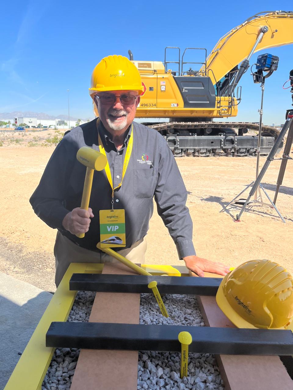 San Bernardino County Transportation Authority’s Immediate Past President Art Bishop, who also serves as Apple Valley’s mayor pro tem, attended Monday's groundbreaking celebration in Las Vegas for Brightline West's high-speed rail system which will connect Las Vegas to Southern California.