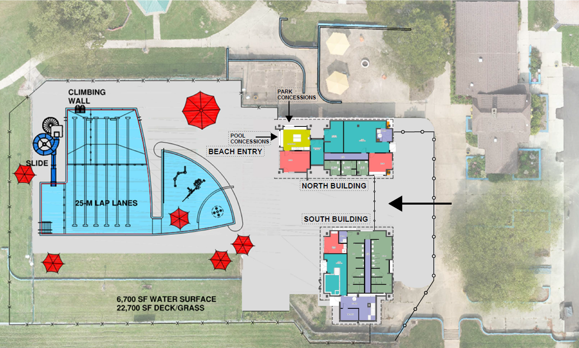 This diagram illustrates how the pool area at Reservoir Park in Akron's Goodyear Heights neighborhood will be laid out as a result of upcoming renovations.