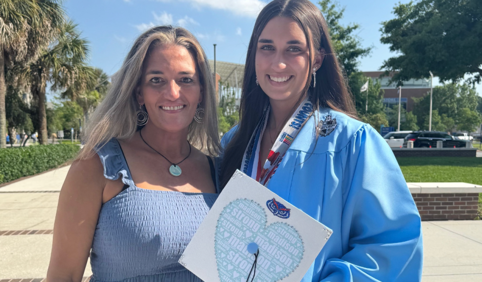 Jaclyn Roge and daughter Madison Schemitz attend Ponte Vedra High School's graduation.