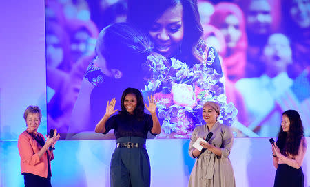 Michelle Obama attends an event at Elizabeth Garrett Anderson School in London, Britain, December 3, 2018. REUTERS/Toby Melville