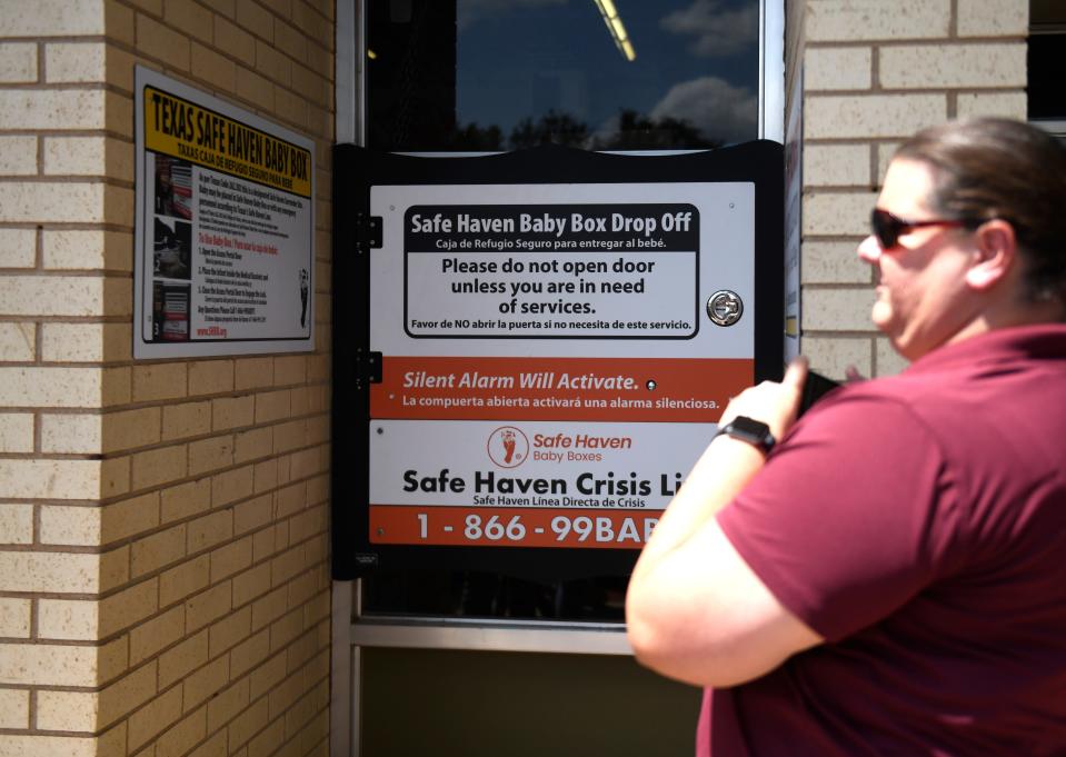 A Safe Haven Baby Box, an anonymous way for a parent to safely and legally surrender an infant, is installed at Lubbock Fire Station 9, Thursday, July 18, 2024. It is the second box in Texas.