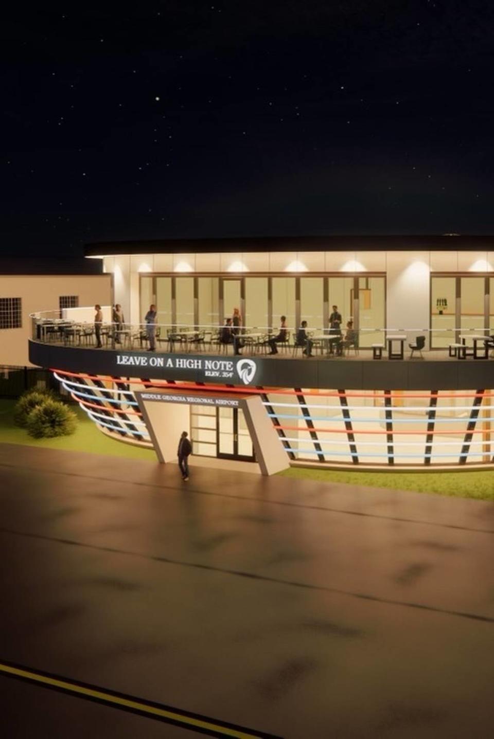 Macon-Bibb County revealed the plans for a new executive terminal at the Middle Georgia Regional Airport that will look like a guitar from the sky to commemorate Macon’s musical heritage.