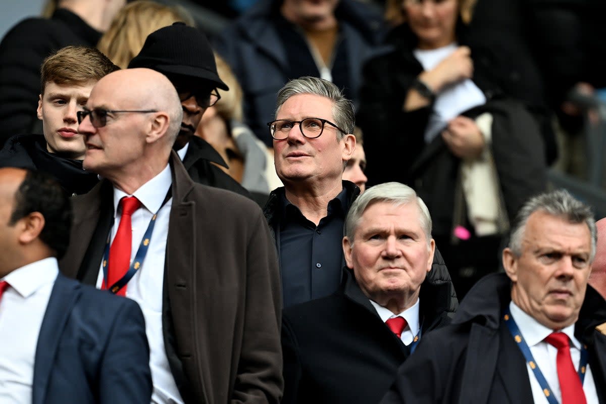 Sir Keir Starmer at a Manchester City vs Arsenal game in March - which he was given two free tickets for worth £900 (Getty Images)