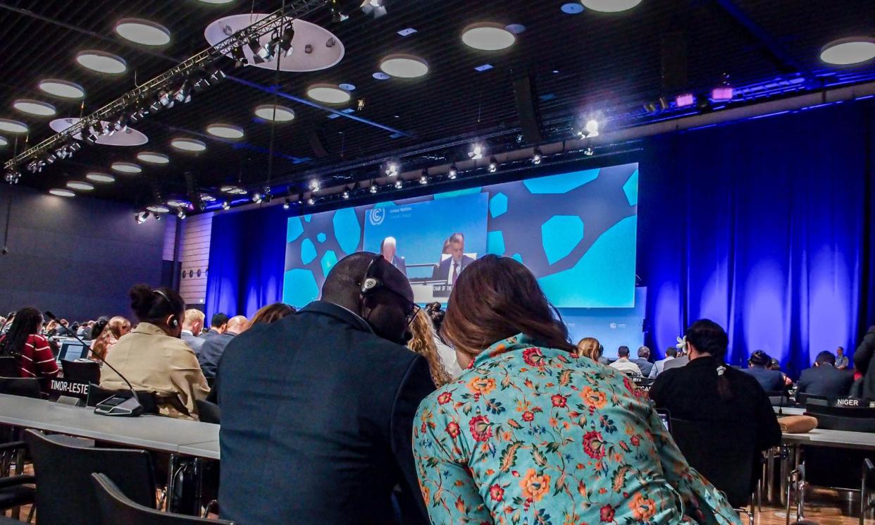 <span>Representatives in the conference centre on the last day of negotiations in Bonn.</span><span>Photograph: Bianca Otero/Zuma Press Wire/Rex/Shutterstock</span>