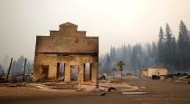 Burned out commercial building following the Dixie Fire in Greenville