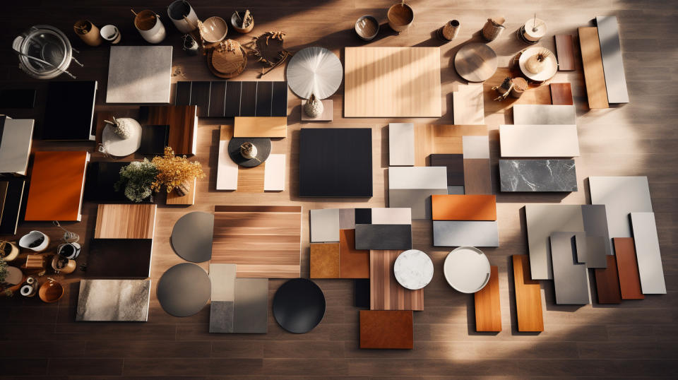 An aerial view of a house filled with beautiful flooring products.