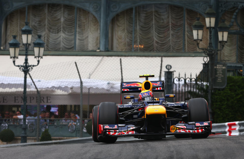 Mark Webber of Australia and Red Bull Racing drives on his way to winning the Monaco Formula One Grand Prix at the Circuit de Monaco on May 27, 2012 in Monte Carlo, Monaco. (Clive Mason/Getty Images)