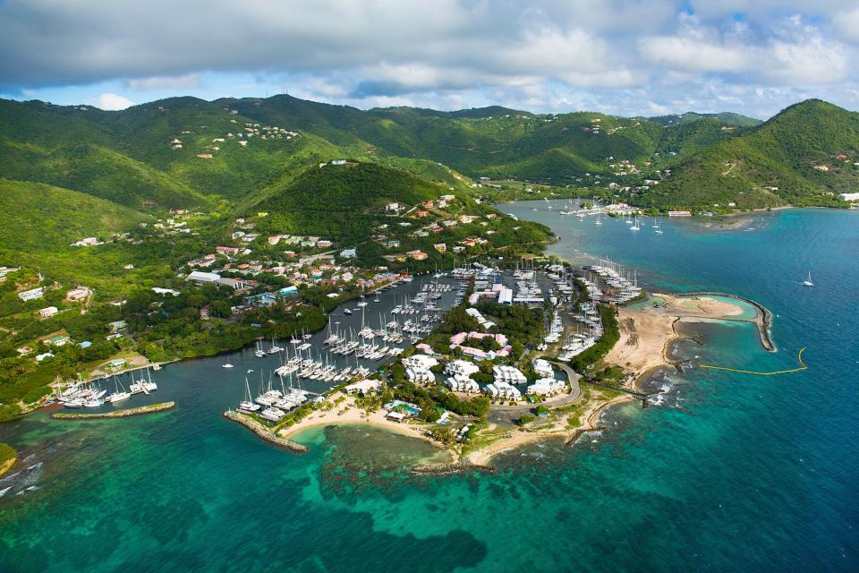 Aerial view of Nanny Cay, Tortola, British Virgin Islands