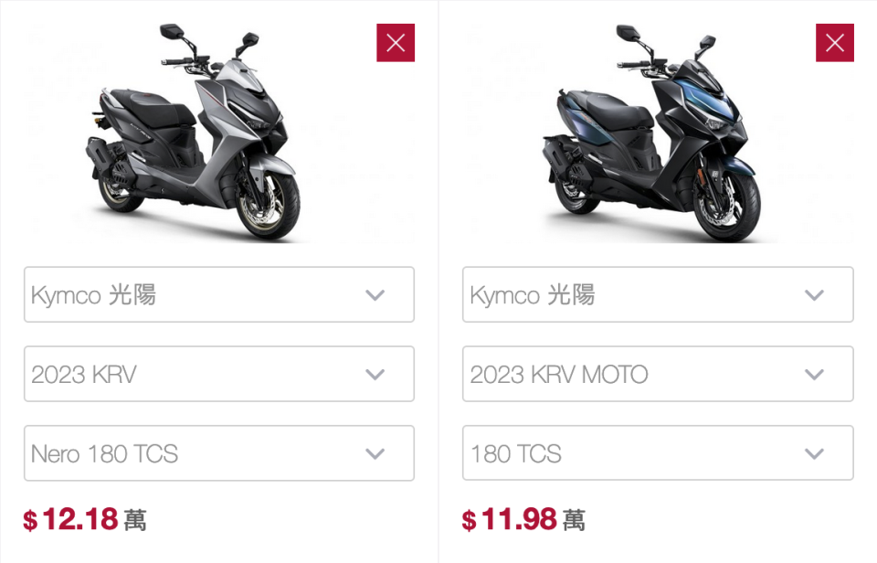 Top 3 - KYMCO KRV Nero 180 TCS vs KYMCO KRV Moto 180 TCS