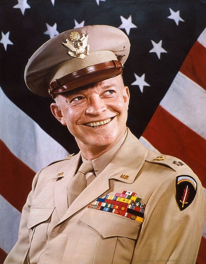 Eisenhower smiling in his army uniform