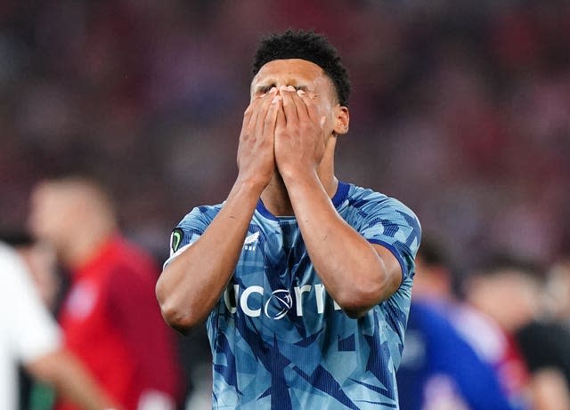 Ollie Watkins shows his dejection after Aston Villa's European adventure came to an end