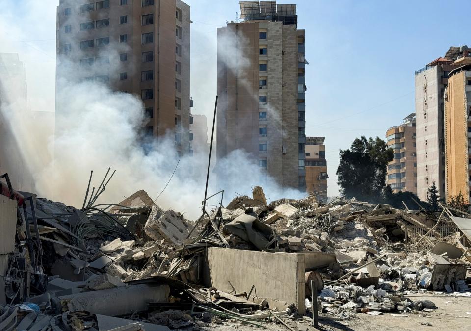 A view of the damage in the aftermath of Israeli strikes on Beirut's southern suburbs in Lebanon on Friday (REUTERS)