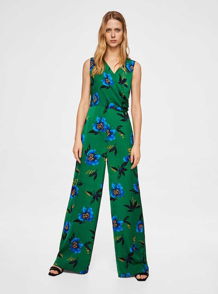 Green blue floral jumpsuit 