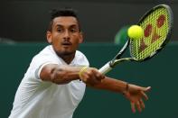 Britain Tennis - Wimbledon - All England Lawn Tennis & Croquet Club, Wimbledon, England - 3/7/16 Australia's Nick Kyrgios in action against Spain's Feliciano Lopez REUTERS/Stefan Wermuth